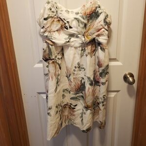 Express Floral Mini Dress - White and Green